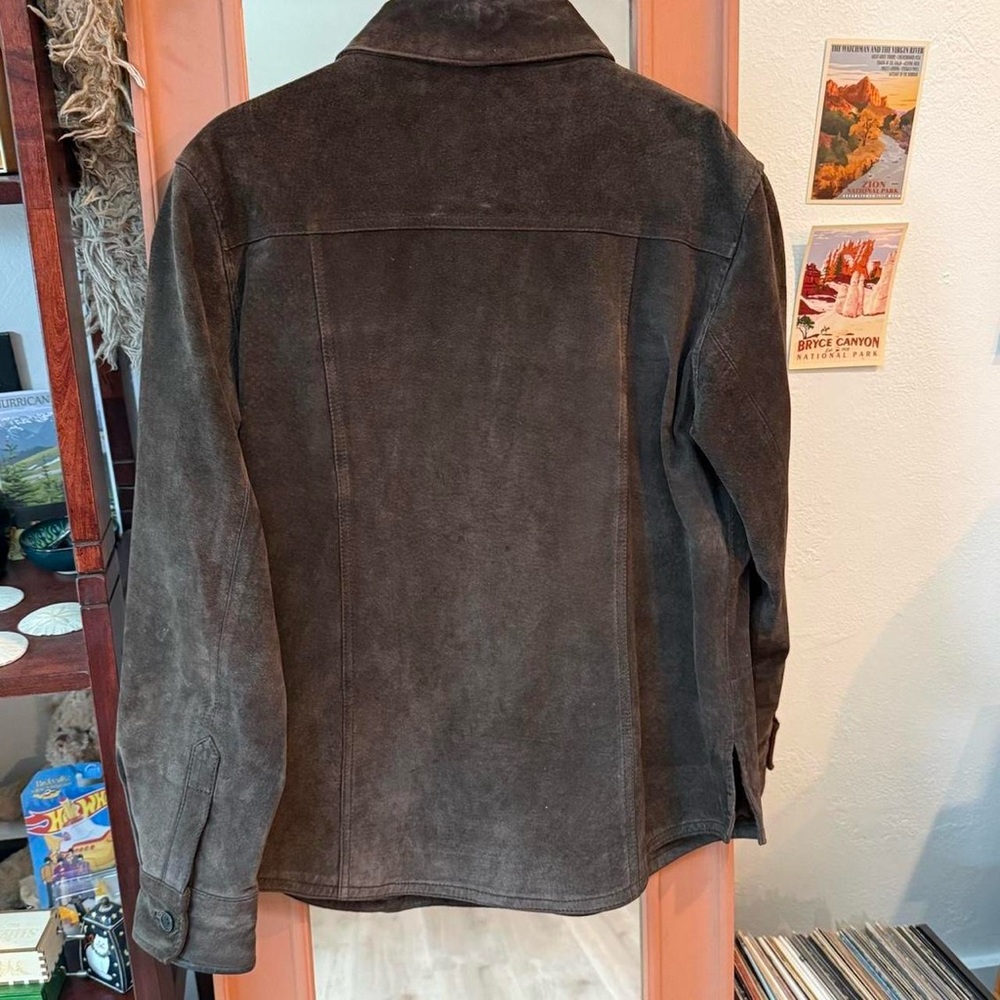 Vintage 90s Y2K brown genuine suede button up jacket - Picture 6 of 8